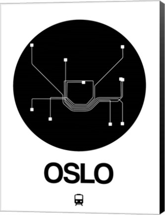 Framed Oslo Black Subway Map Print