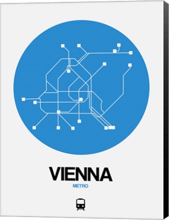 Framed Vienna Blue Subway Map Print