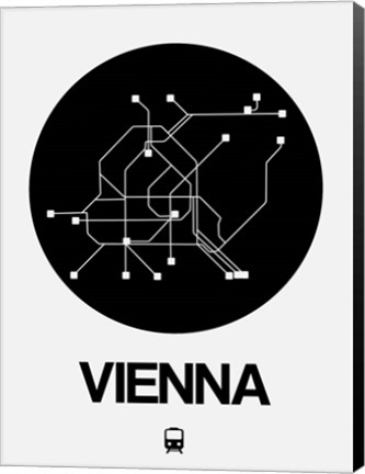 Framed Vienna Black Subway Map Print