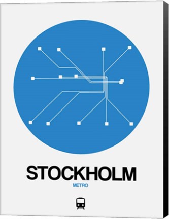 Framed Stockholm Blue Subway Map Print