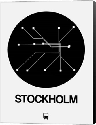 Framed Stockholm Black Subway Map Print