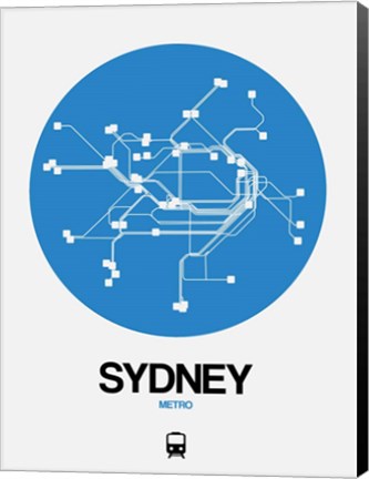 Framed Sydney Blue Subway Map Print