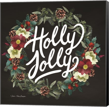 Framed Holly Jolly Wreath Print