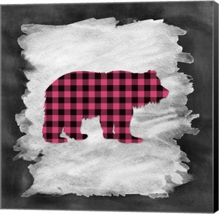 Framed Pink Plaid Bear Print