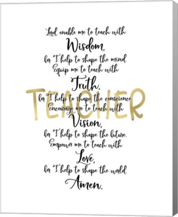 Framed Teacher Prayer Print