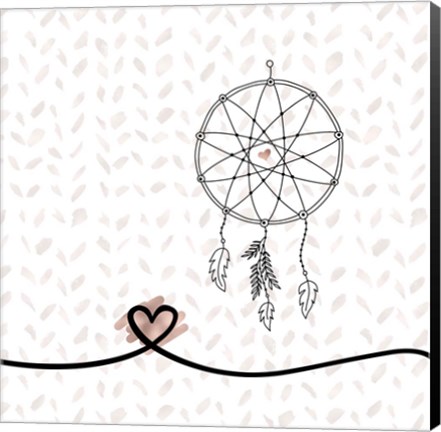 Framed Dream Catcher Hearts and Pattern Print