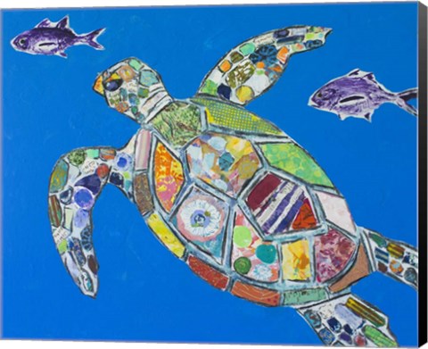 Framed Blue Sea Turtle Print