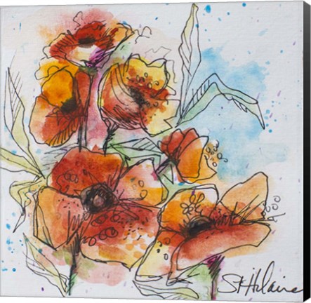 Framed Watercolor Poppies 2 Print