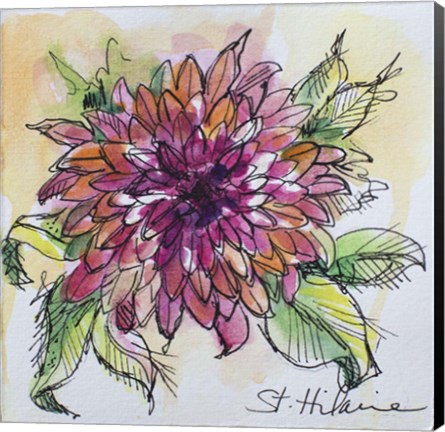 Framed Watercolor Dahlia Print