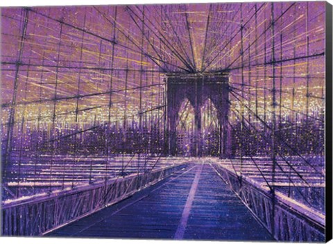 Framed Brooklyn Bridge At Last Light Print