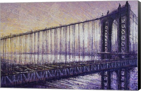 Framed Brooklyn Bridge At Dusk Print