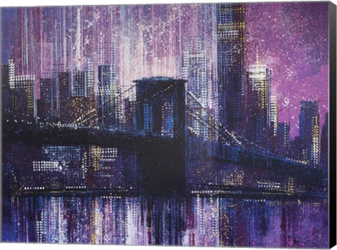 Framed Brooklyn Bridge - Late Evening Print