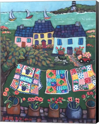 Framed Cottages and Quilts Print