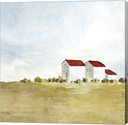 Framed Red Farm House II Print