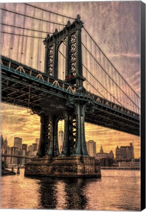 Framed Manhattan Bridge &amp; Skyline B Print