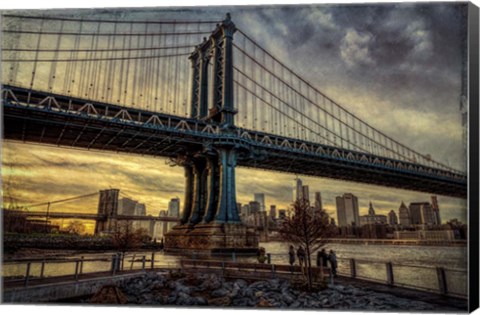 Framed Manhattan Bridge at Sunset Print