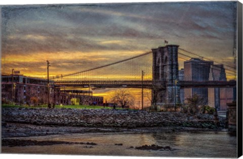 Framed Brooklyn Bridge at Sunset Print