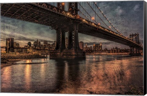 Framed NYC Bridges at Twilight Print