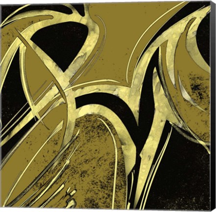 Framed Abstract Black &amp; Gold 1 Print