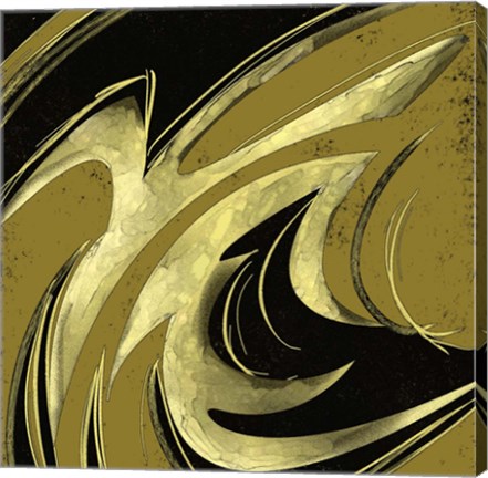 Framed Abstract Black &amp; Gold 2 Print