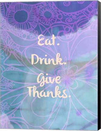 Framed Eat Drink Give Thanks (words) Print