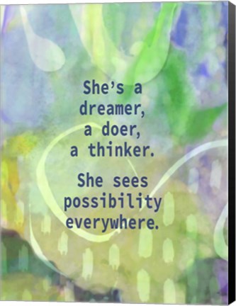 Framed She&#39;s a Dreamer (words) Print