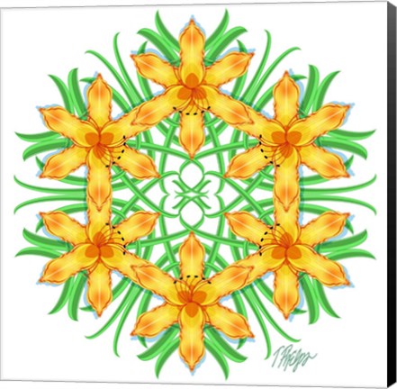 Framed Yellow Day Lily Mandala Print