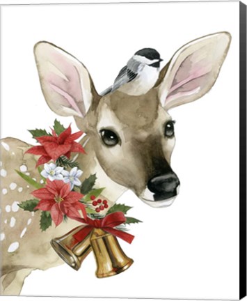 Framed Deer Christmas I Print