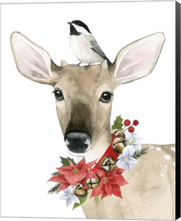 Framed Deer Christmas II Print