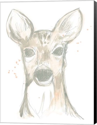 Framed Deer Cameo II Print