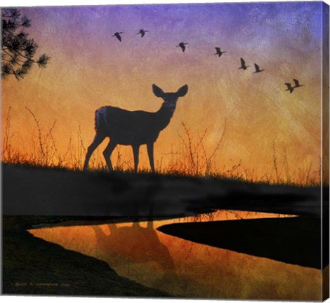 Framed Deer Silhouette Print