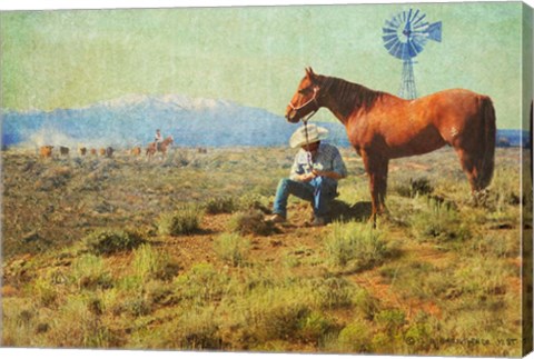 Framed Cowboy On The Range Print