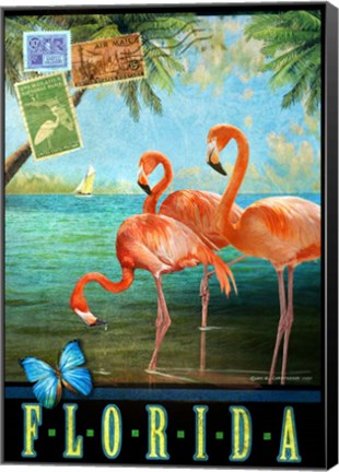 Framed Florida Flamingoes Print