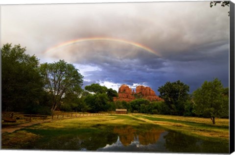 Framed Catherdral Rock Rainbow Sedona Arizona Print