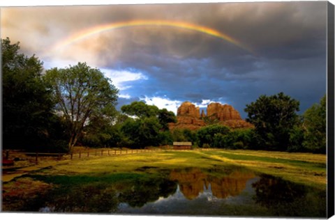 Framed Catherdral Rock Rainbow Print