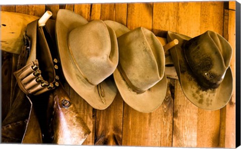 Framed Old Hats Gun On The Wall Payson Arizona Print