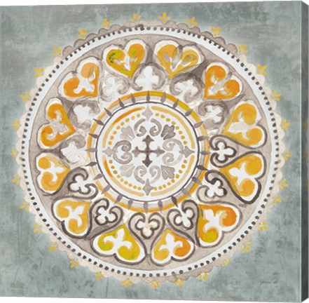 Framed Mandala Delight III Yellow Grey Print