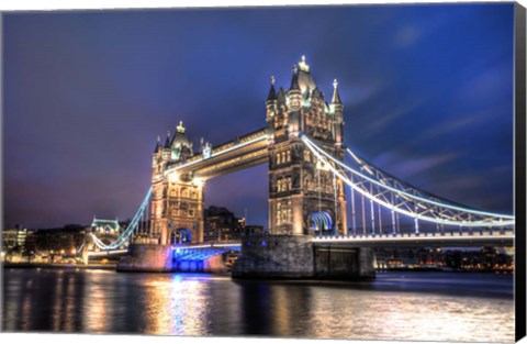 Framed Tower Bridge at Night Print