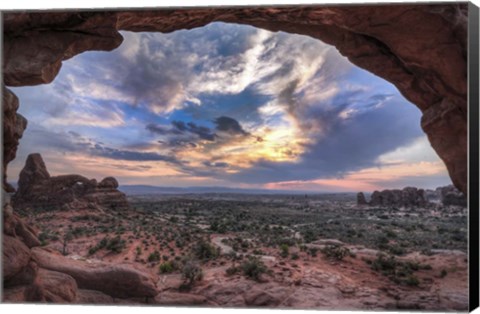 Framed Sunset Through Window Arch Print