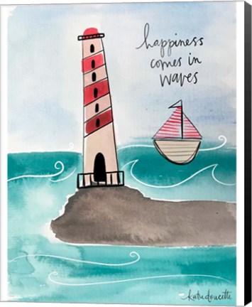 Framed Happiness Comes in Waves Print