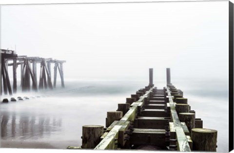 Framed Fog On Piers Print