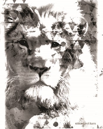 Framed Modern Black &amp; White Lion Print