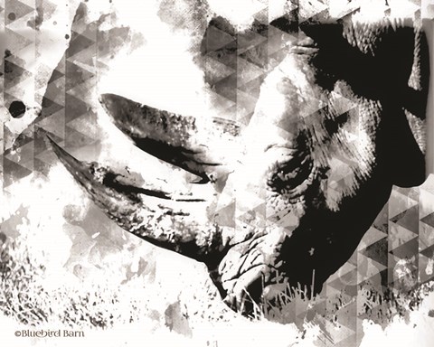 Framed Modern Black &amp; White Rhino Print