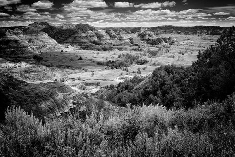 Framed Little Missouri Badlands B&amp;W Print