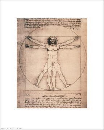 Framed Vitruvian Man, 1492 Print