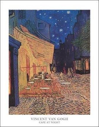 Framed Cafe Terrace on the Place du Forum, Arles, at Night, c.1888 Print