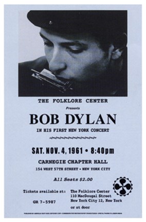 Framed Bob Dylan, Carnegie Hall, 1961 Print