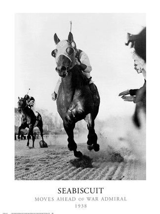 Framed Seabiscuit Moves Ahead of War Admiral, 1938 Print