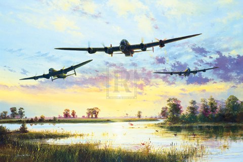 Framed Dam Busters Setting Off (Avro Lancasters) Print