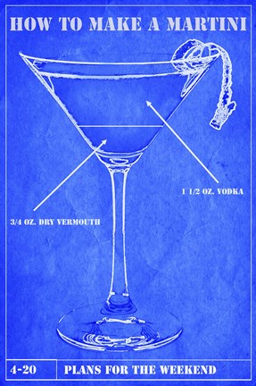 Framed Martini Blue Print II Print